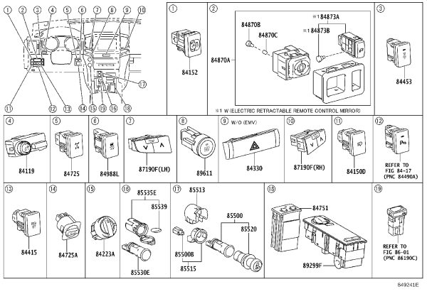 Rearview Mirror Adjustment Switch 84870-60100E0 for Toyota Land Cruiser