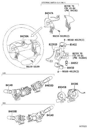 Multi-function switch for steering wheel 84250-28080 for Toyota Previa