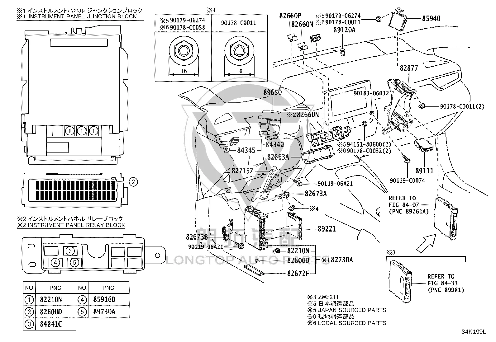 Brake Light Switch 84340-09340 for Toyota AVALON