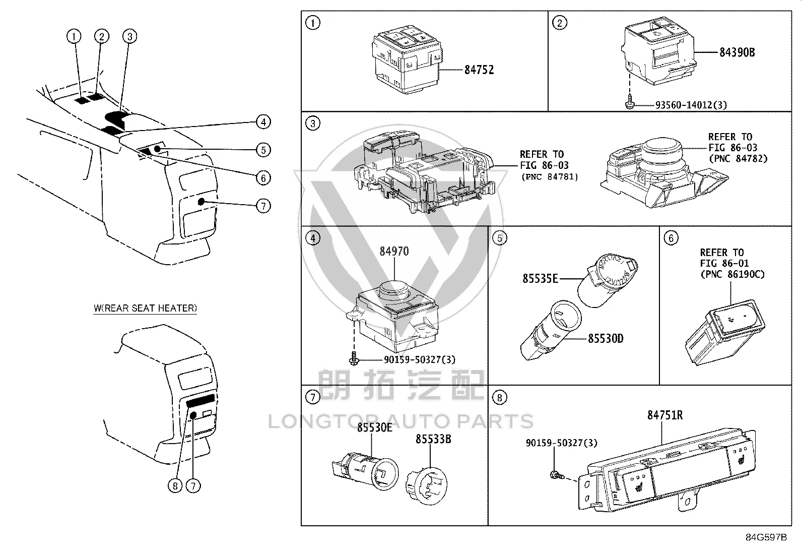 Electronic Parking Brake Switch 84390-48040 for Lexus RX