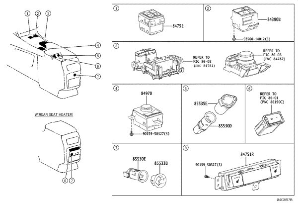 Electronic Parking Brake Switch 84390-48010 for Lexus RX