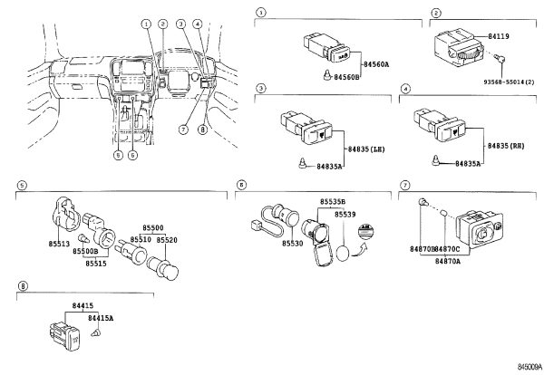 Curtain type air bag cut-off switch 84415-60010 for Lexus LX470