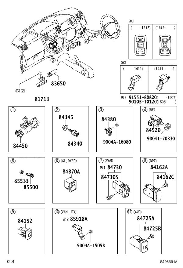 Ignition Switch 84450-52010 for Toyota AVANZA