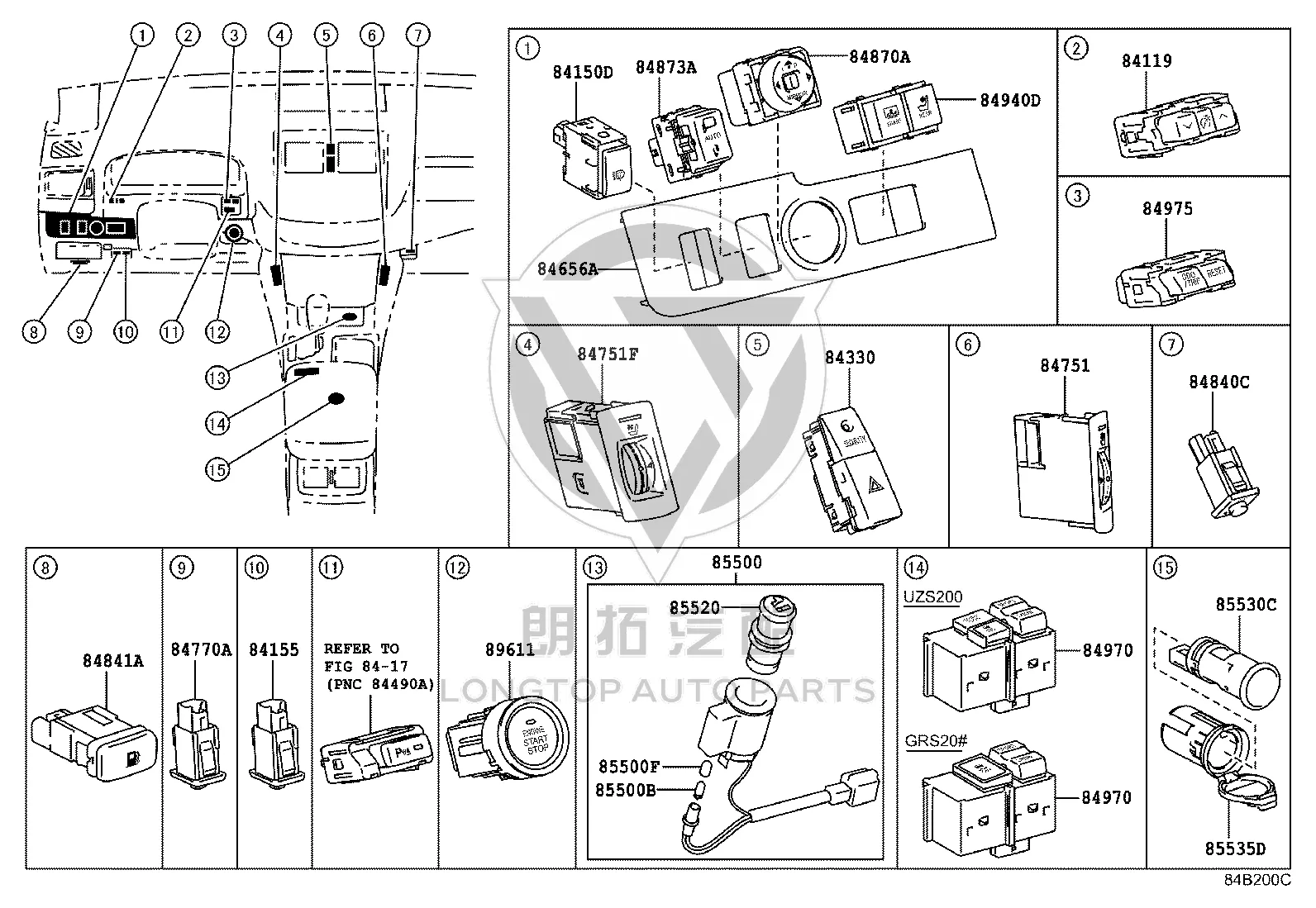 Switch frame 84656-0N030 for Toyota Crown