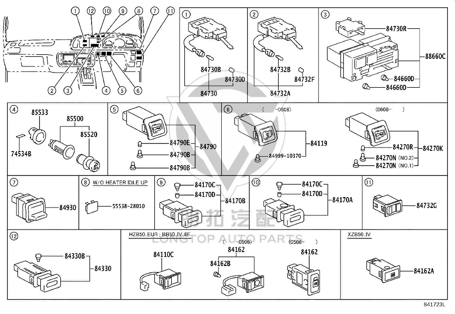 Tail Cover Open Switch 84930-36020 for Toyota Coaster