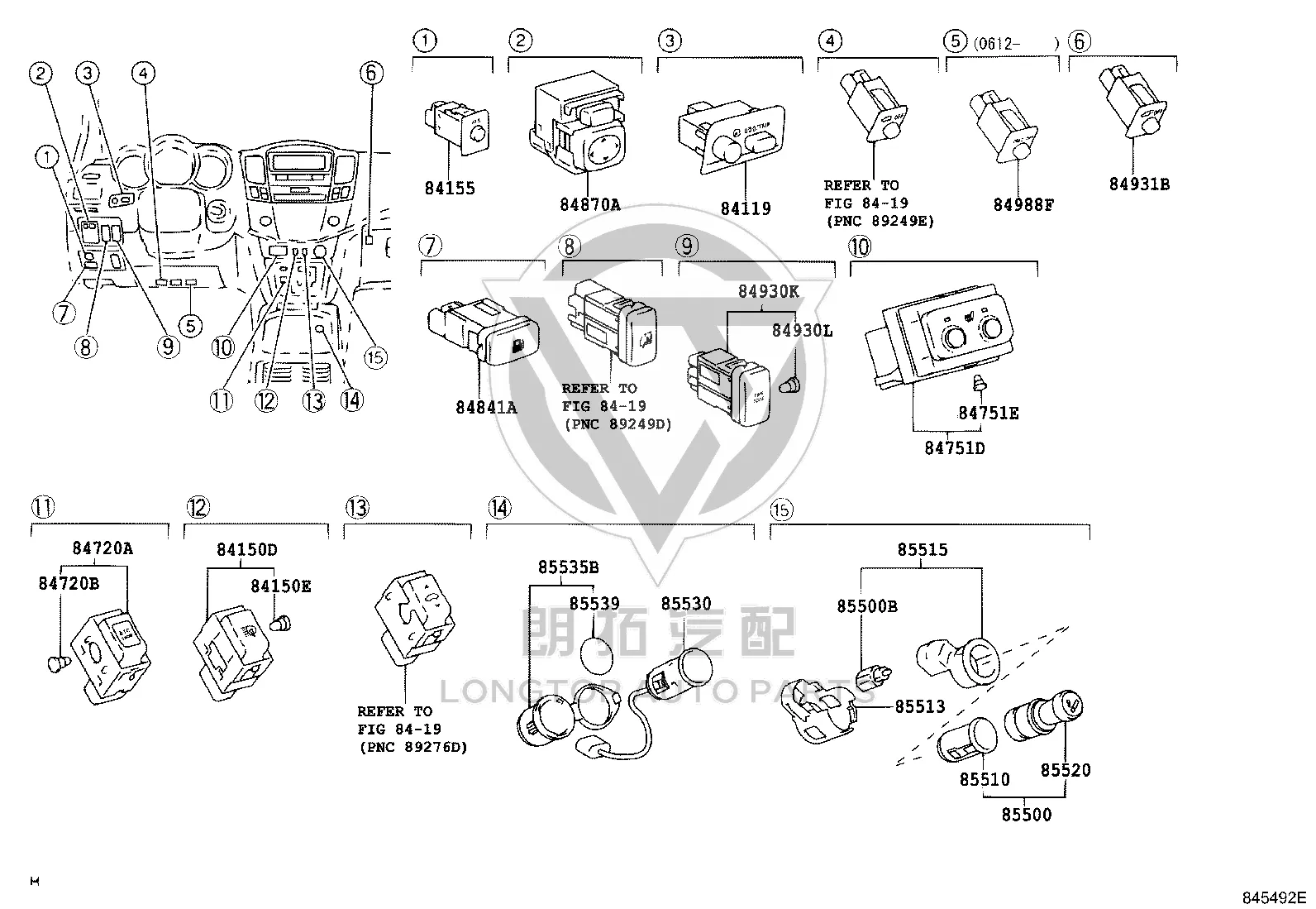 1# mode selector switch assembly 84720-48020 for Toyota Harrier
