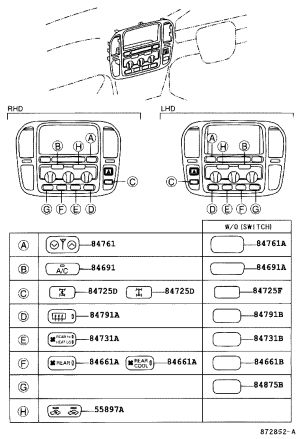 Differential Lock Switch Button 84725-60090 for Toyota Land Cruiser
