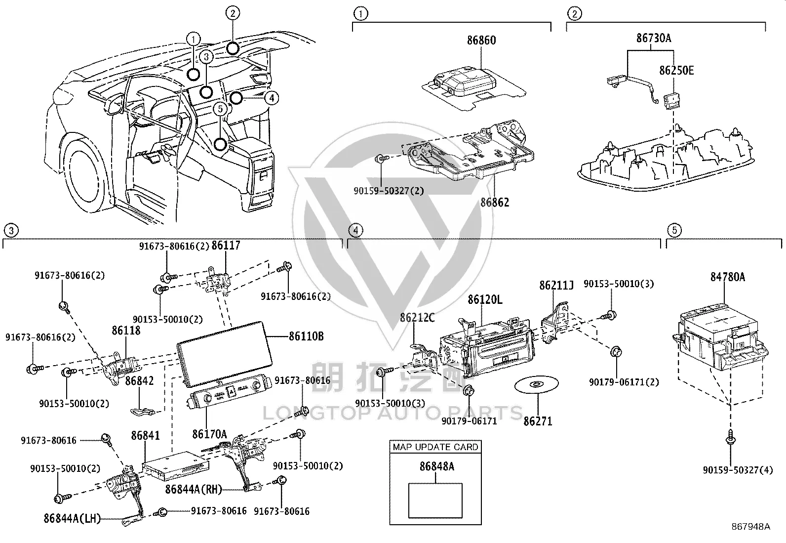 Remote Control Operation Controller 84780-50210 for Lexus LM350