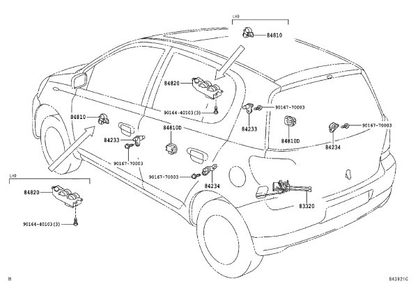 Front door glass lift switch (right) 84810-0D010 for Toyota Yaris
