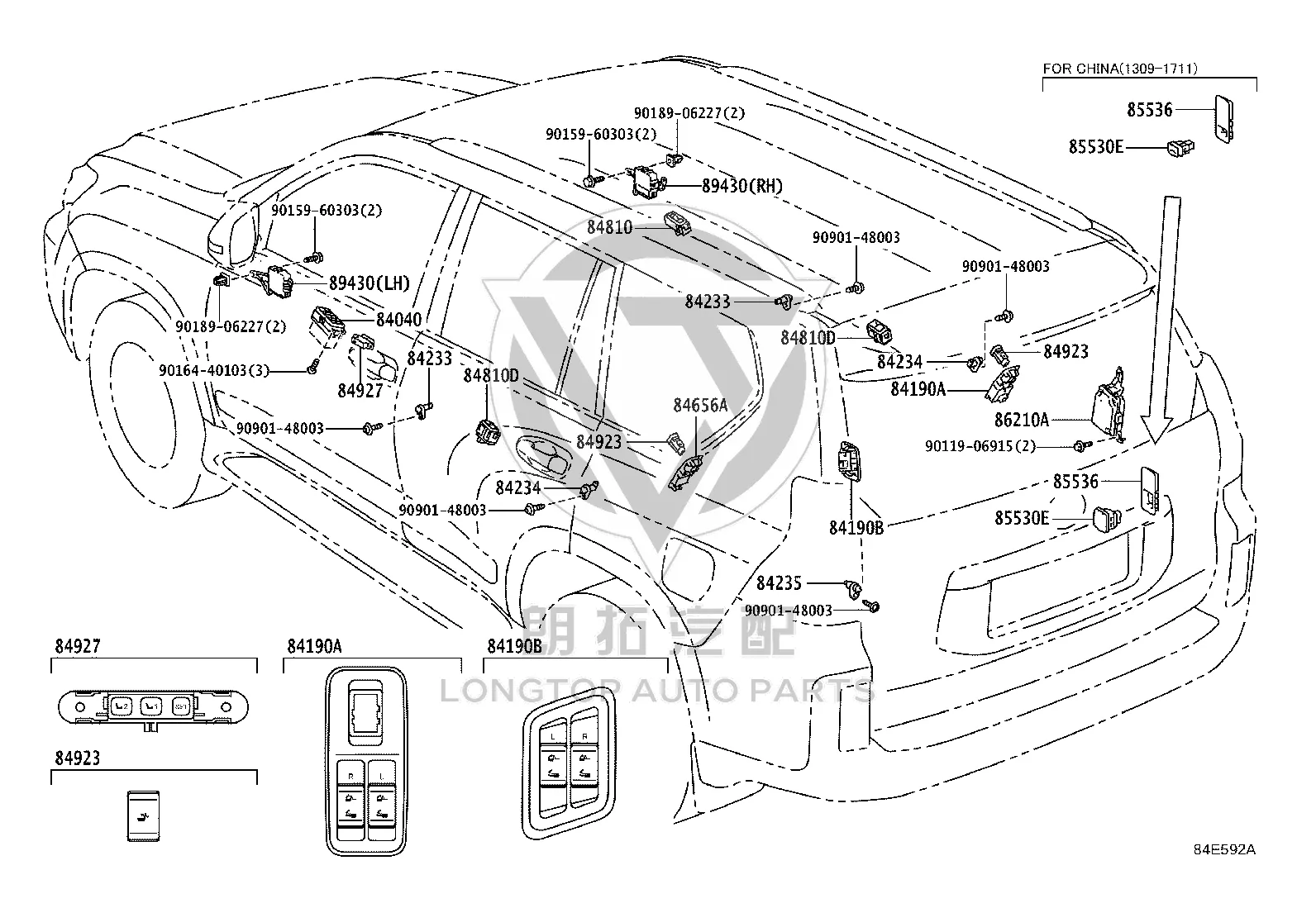 Rear Door Glass Lift Switch 84810-75051 for Lexus GX400