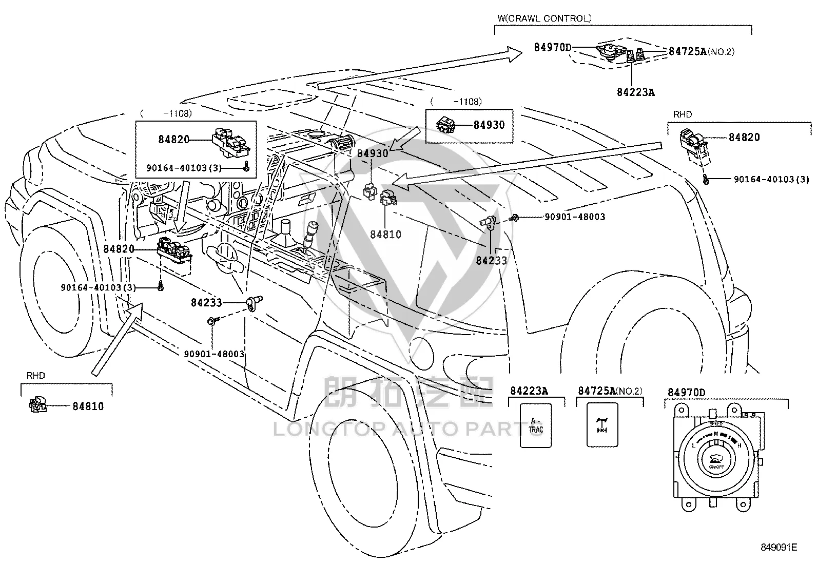 Front Door Window Switch 84820-35100 for Toyota FJ Cruiser