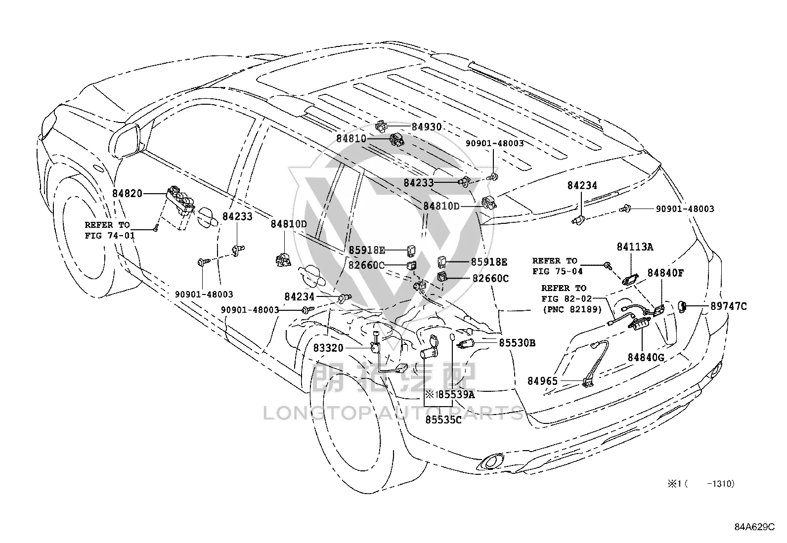 Rear Cover Glass Open Switch 84840-0E010 for Toyota Highlander