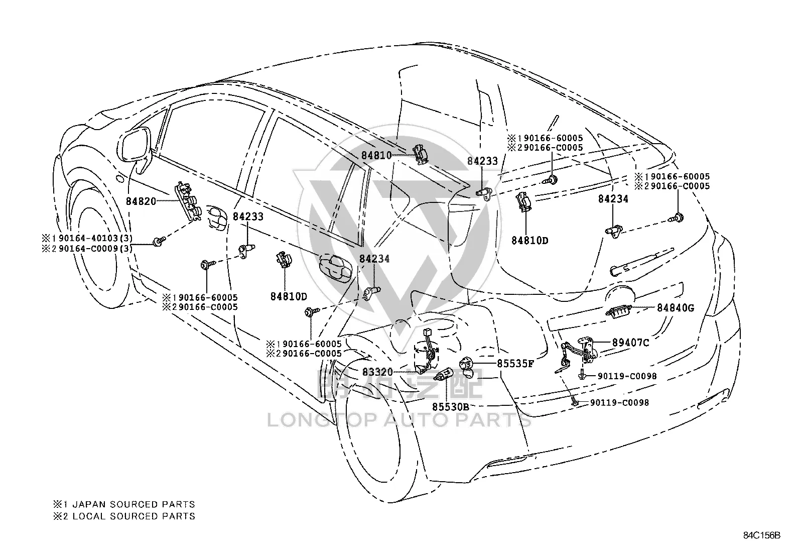 Tailgate Opener Switch 84840-0E030 for Toyota E'Z