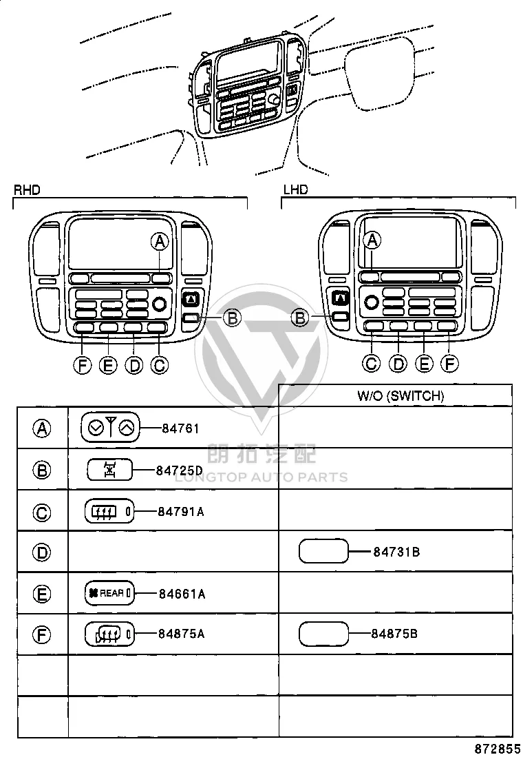 Exterior Rearview Mirror Switch Button 84875-60010 for Toyota Land Cruiser