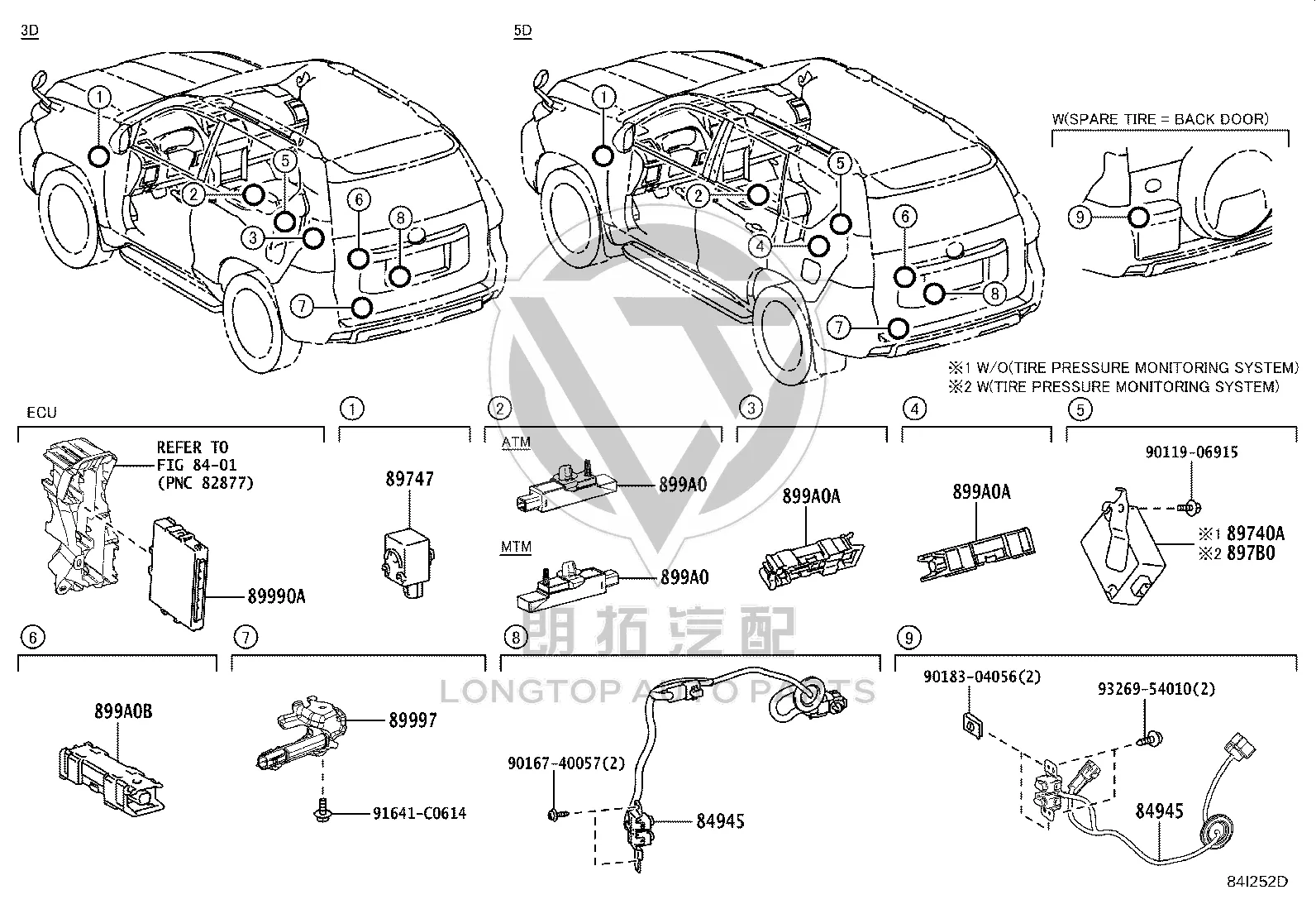 Tail Cover Open Switch 84905-60020 for Toyota Land Cruiser Prado