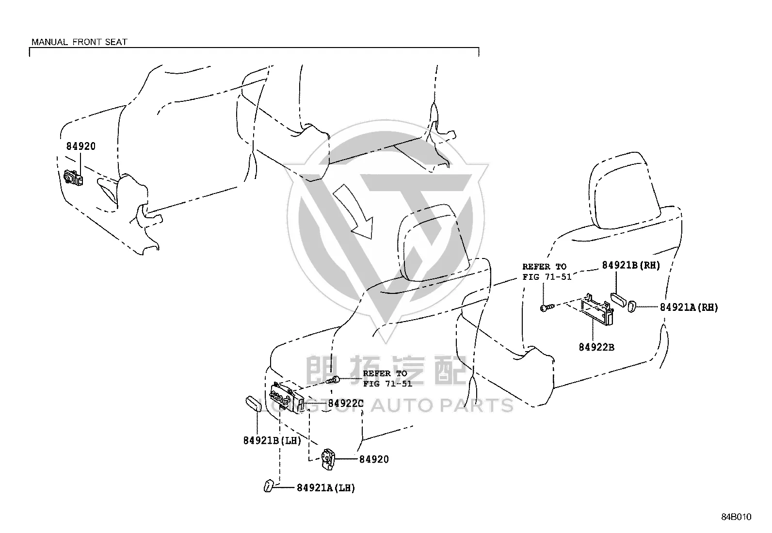 Co-pilot Seat Adjustment Switch 84922-60160 for Toyota 4RUNNER