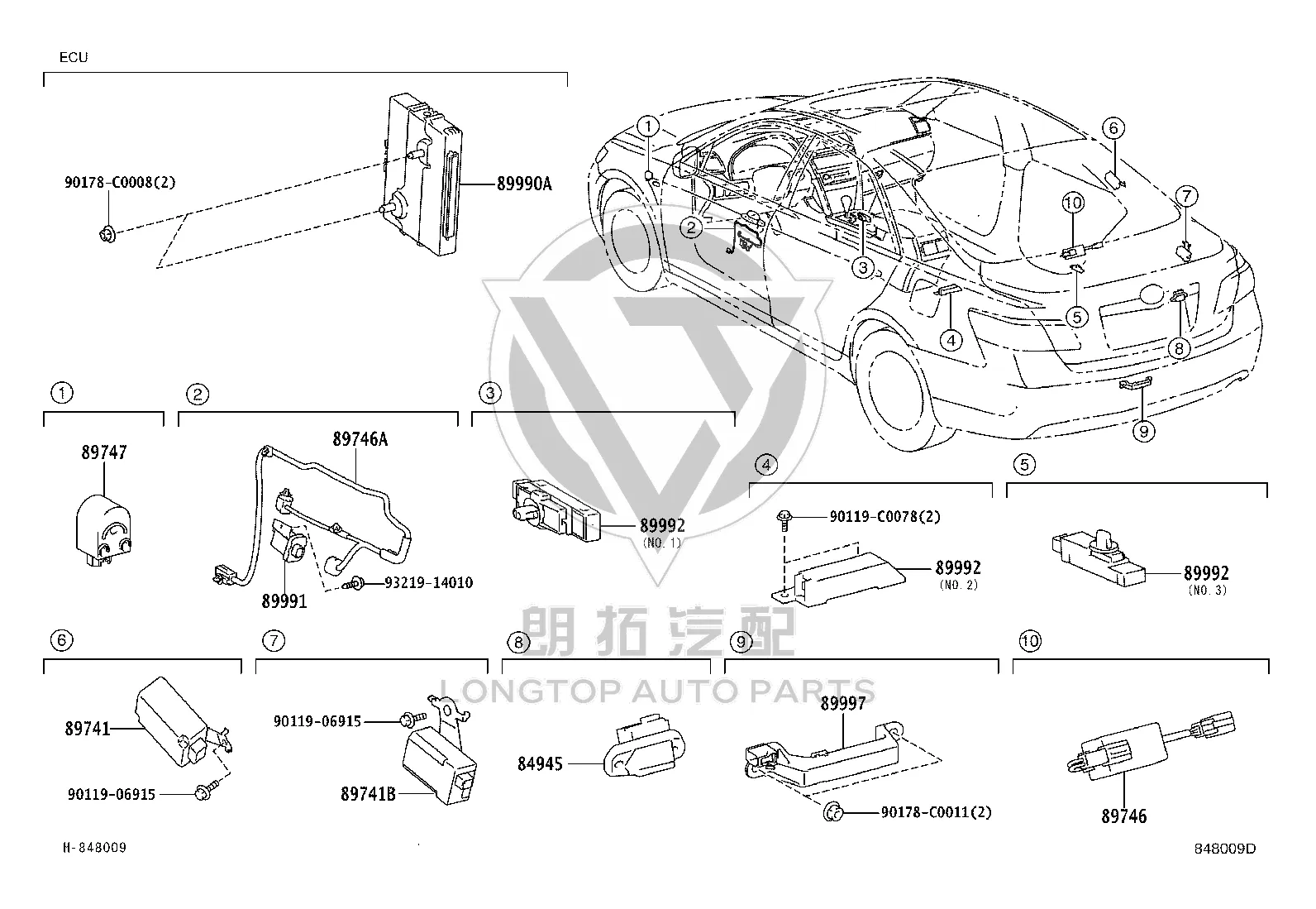 Tailgate Opener Switch 84945-33010 for Toyota Camry