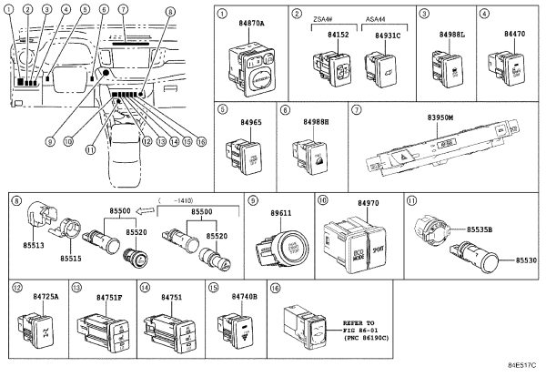 Tailgate Release Switch 84962-0R030 for Toyota RAV4