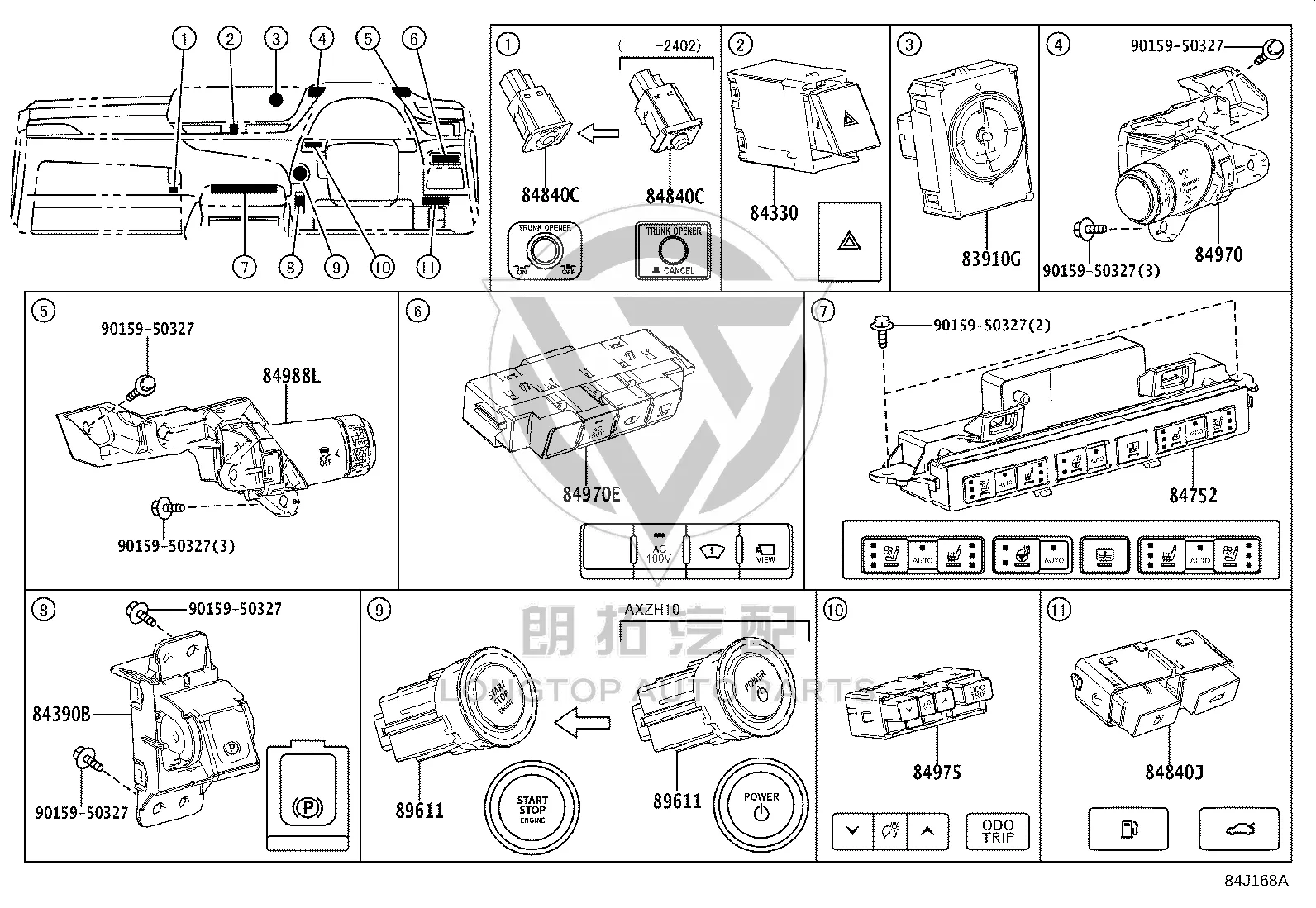 Trunk and Fuel Switch Assembly 84840-33130 for Lexus ES
