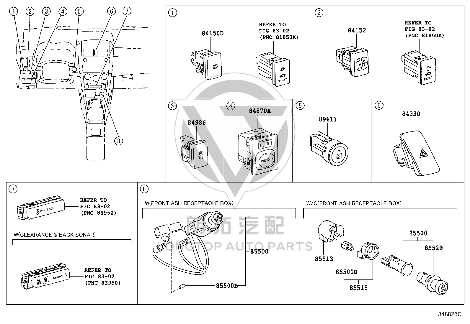Vehicle Stability Control Switch 84986-02020 for Toyota Corolla
