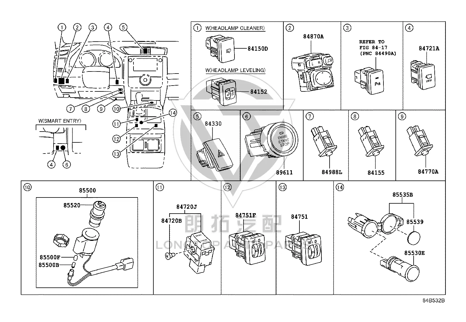 Vehicle Stability Control Switch 84988-0P020 for Toyota REIZ