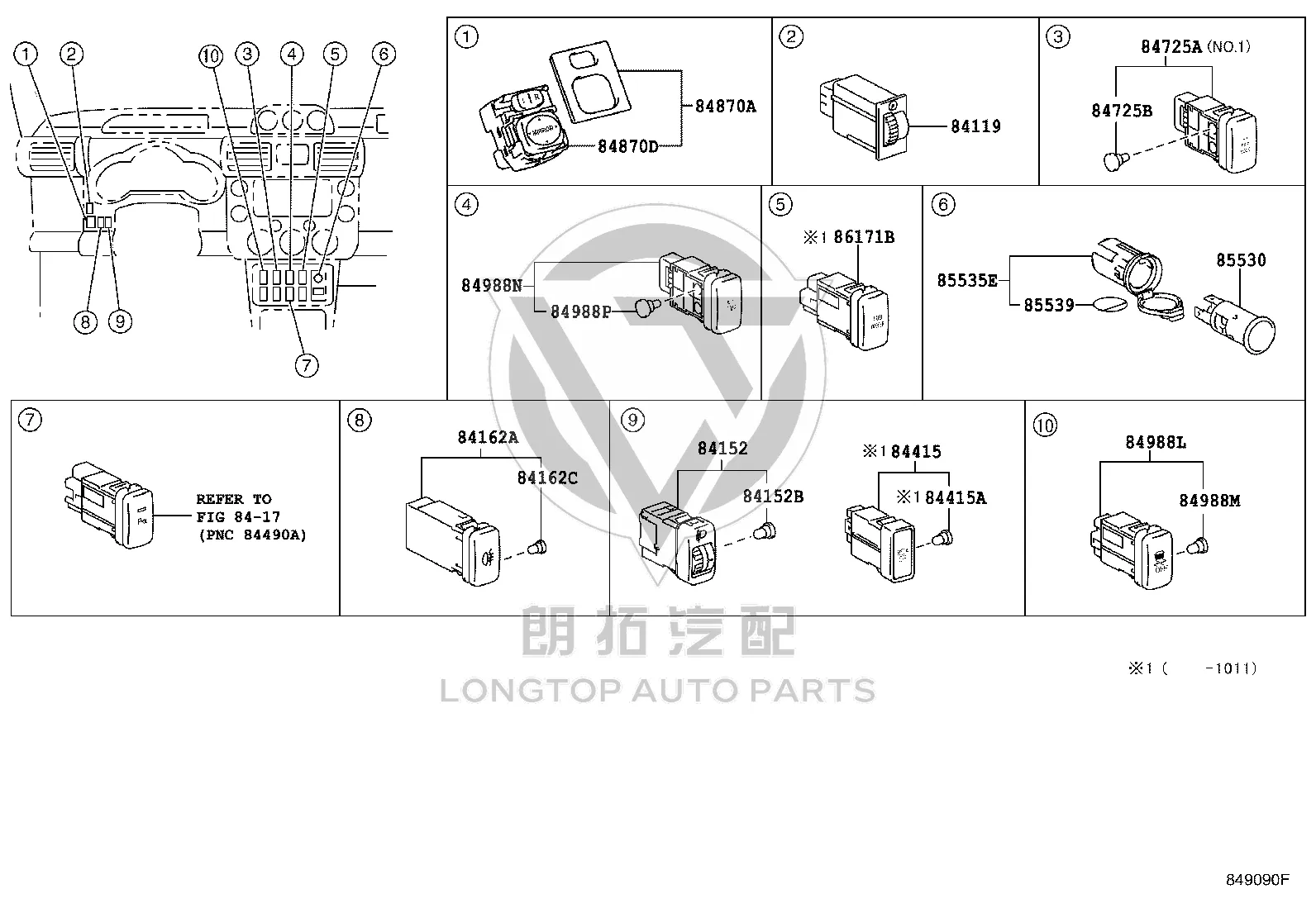 Traction Control Switch 84988-35060 for Toyota FJ Cruiser