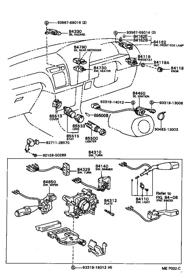 Interior light switch bulb cover 84998-10270 for Toyota Celica