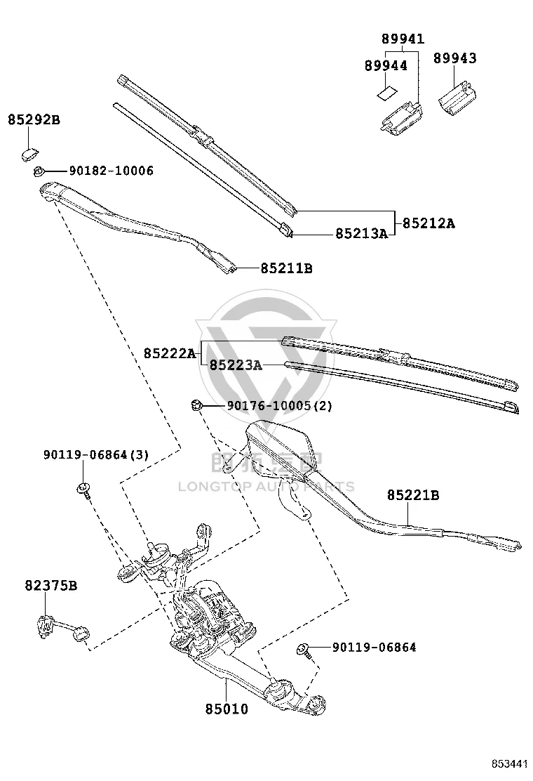 Front windshield wiper blade (right) 85212-48171 for Lexus RX SERIES