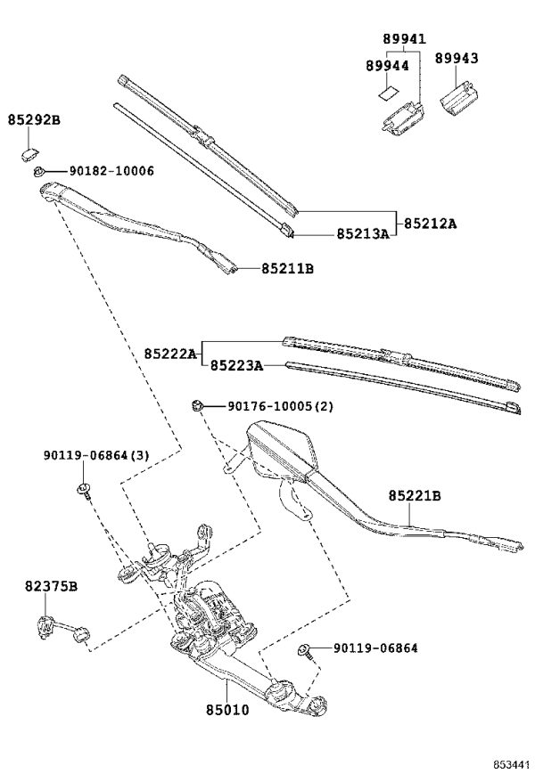 Front Wiper Motor and Linkage 85010-48270 for Lexus RX