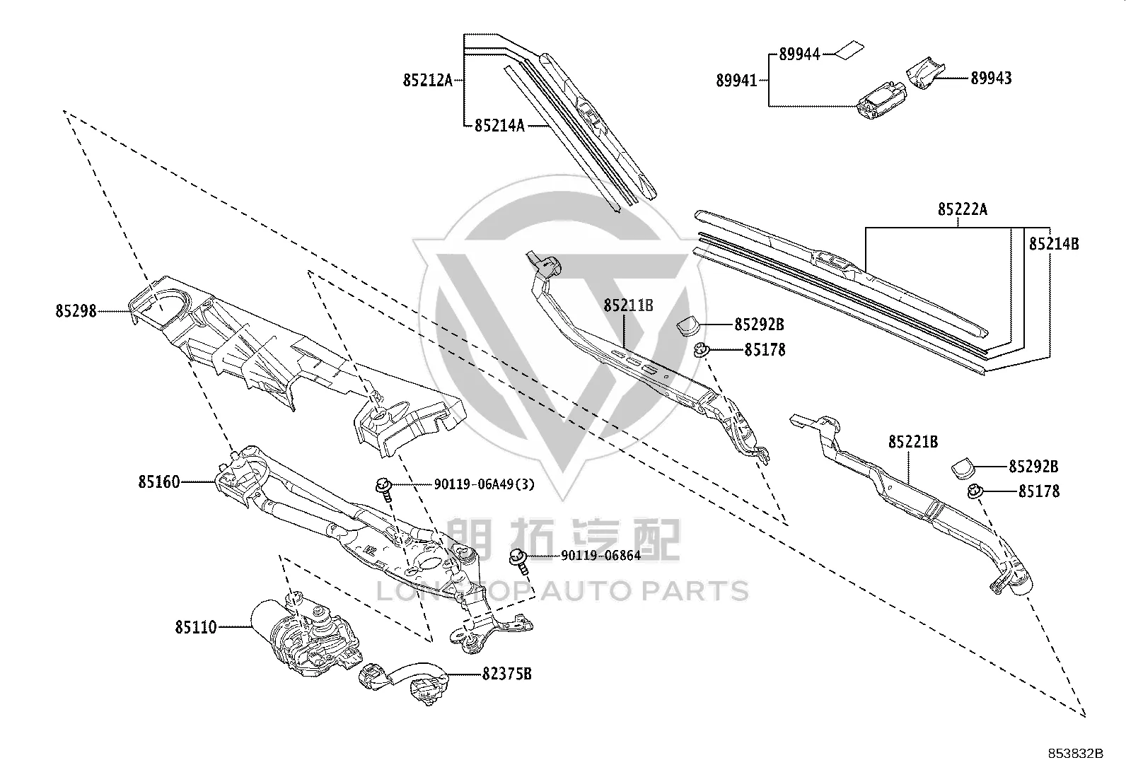 Front Windshield Wiper Blade 85222-50110 for Lexus LS500