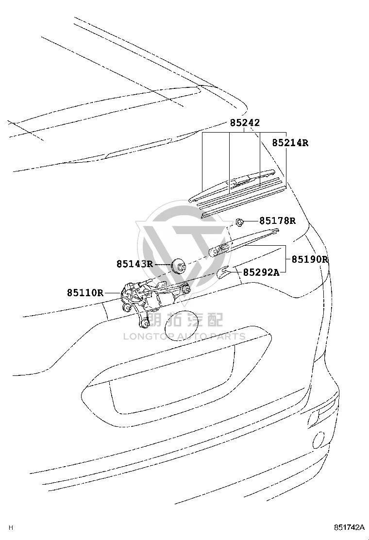 Rear Glass Wiper Motor 85130-28080 for Toyota Previa