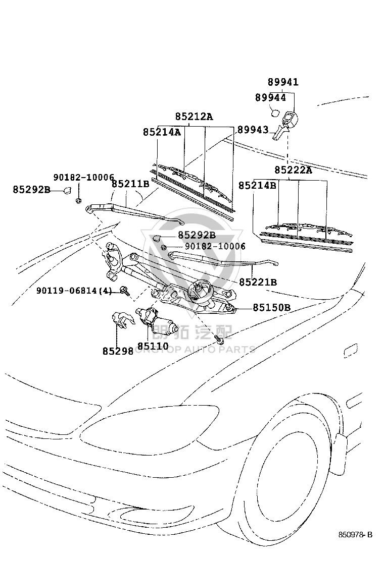 Front Windshield Wiper Linkage 85150-33160 for Toyota Camry