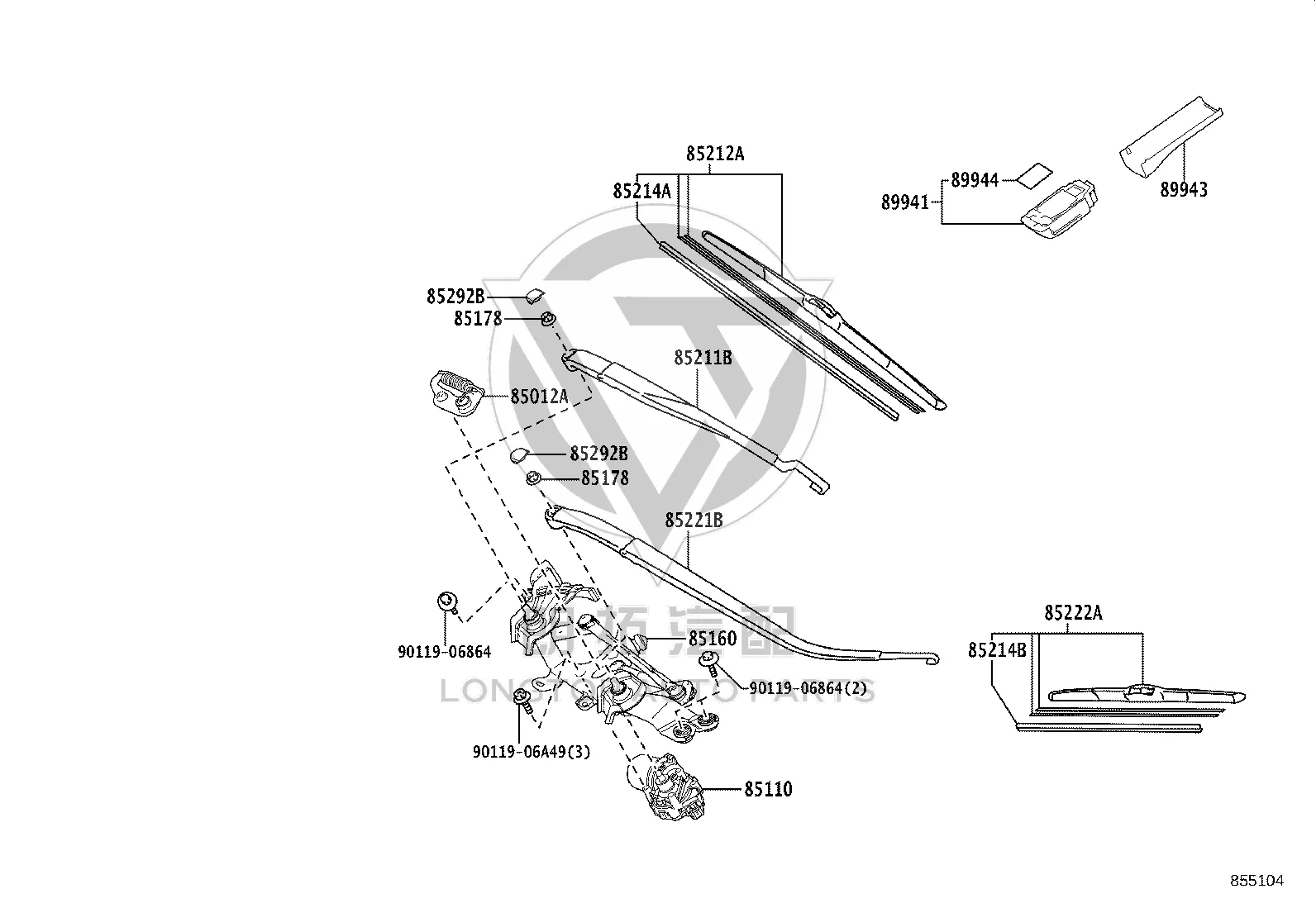 Front Windshield Wiper Blade 85222-58040 for Toyota ALPHARD