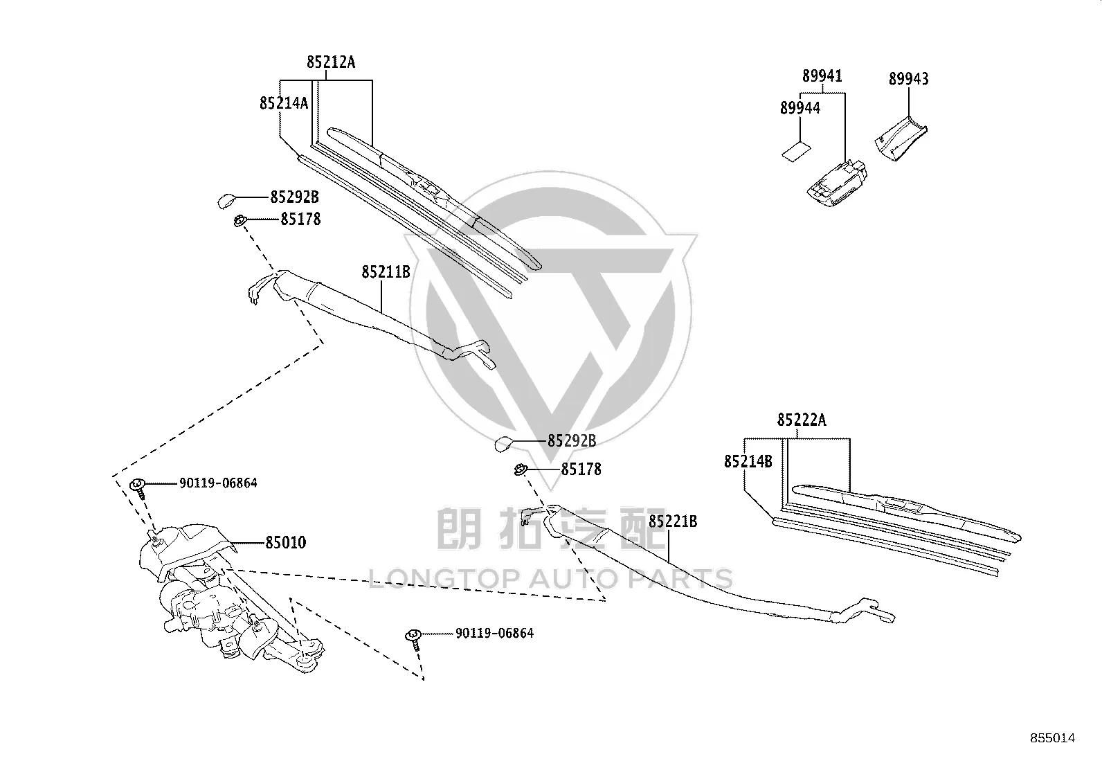 Front Windshield Wiper Blade 85212-48190 for Lexus RX