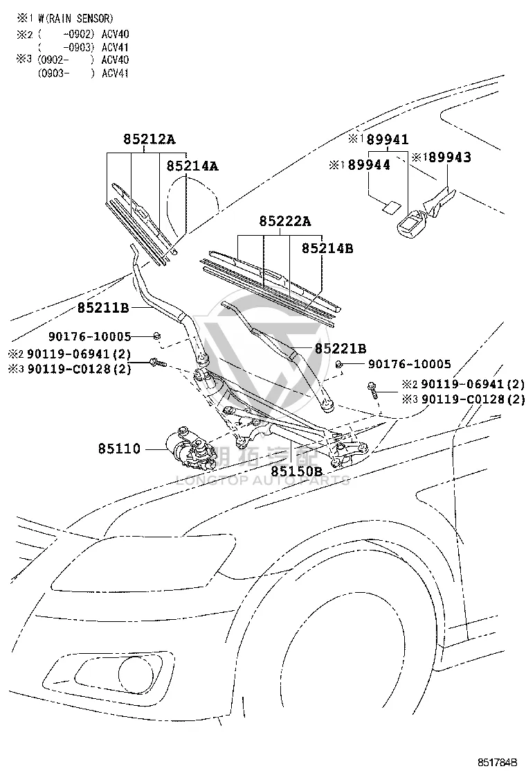 Front Windshield Wiper Arm 85221-06100 for Toyota Camry