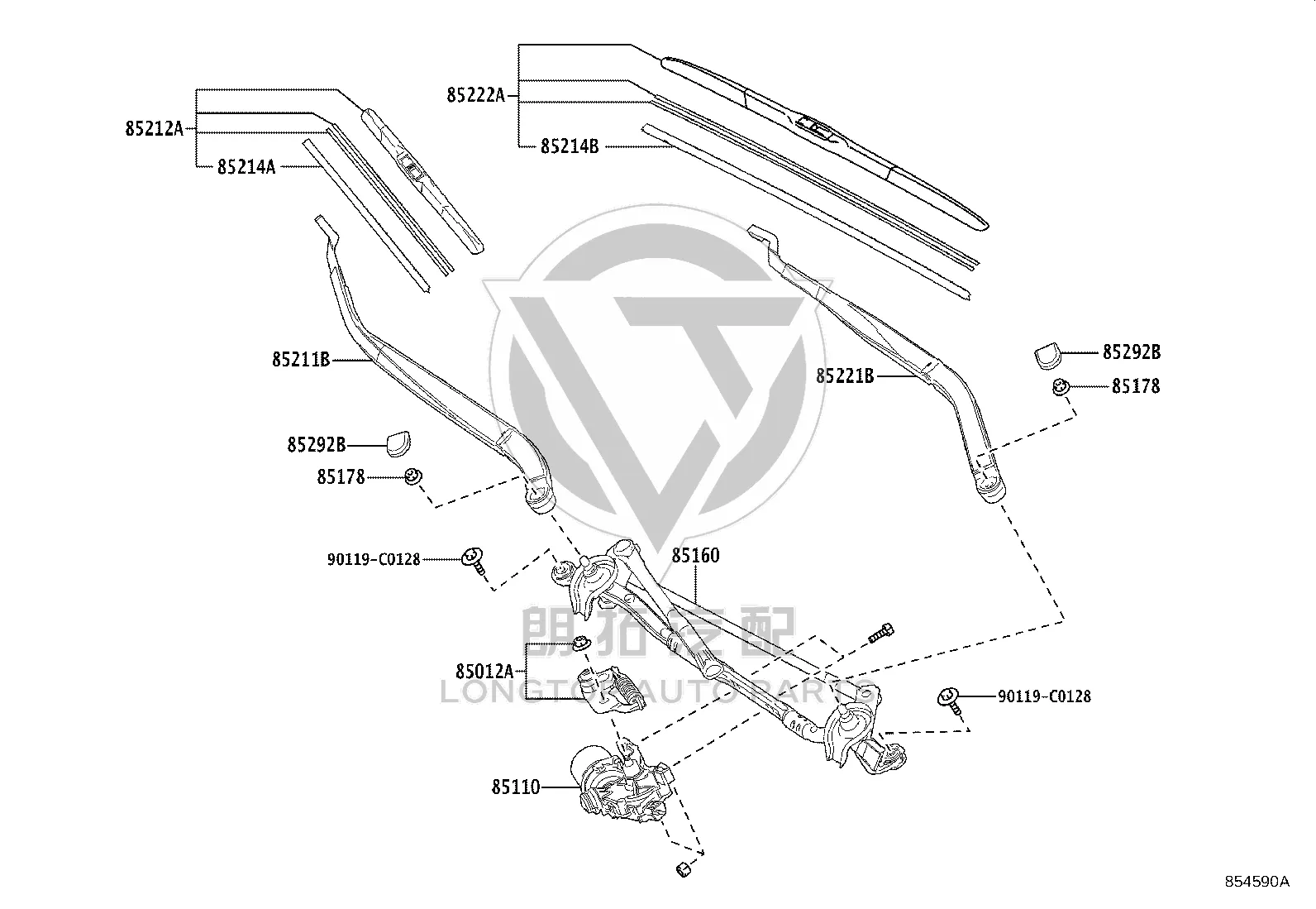 Front Windshield Wiper Blade (Right) 85212-0E120 for Toyota Highlander