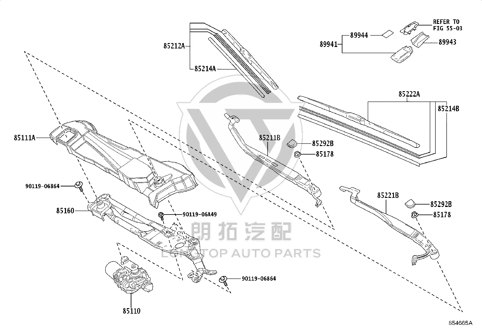Front Windshield Wiper Blade 85212-50140 for Toyota Mirai