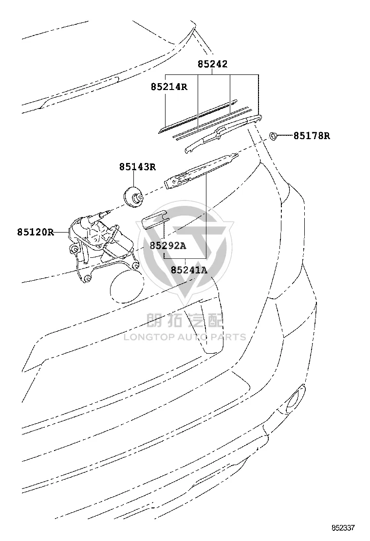 Rear Window Glass Wiper Blade 85242-0E060 for Toyota Highlander