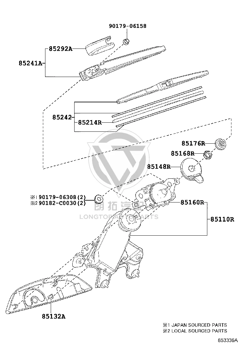 Rear Window Glass Wiper Blade 85242-0E090 for Toyota Highlander
