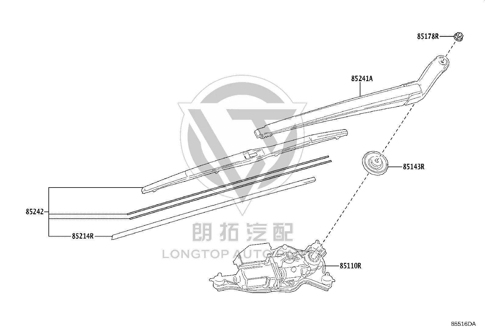 Right Wiper Blade Rubber Strip 85214-10100 for Toyota ALPHARD