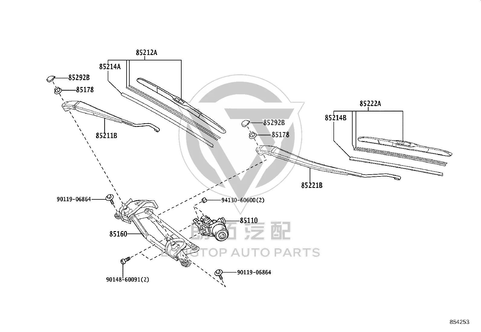 Front Windshield Wiper Blade 85214-28090 for Toyota BZ4X