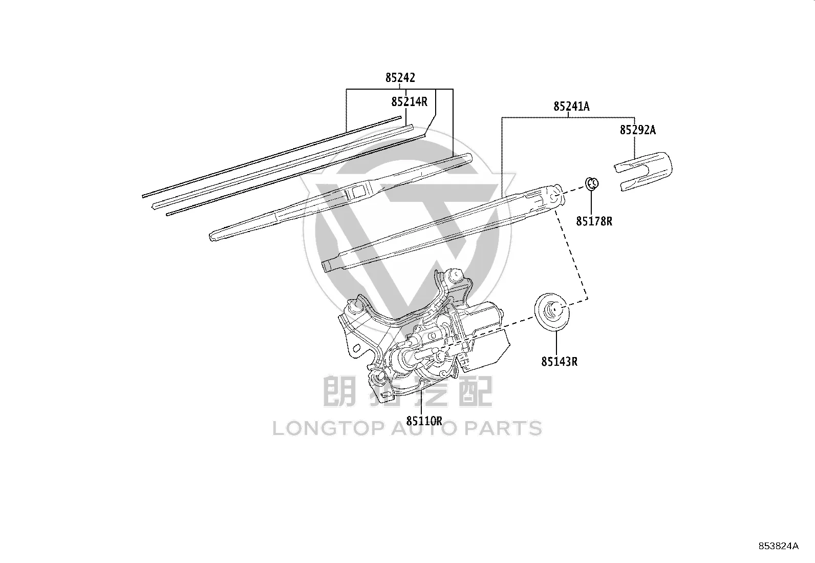 Rear Wiper Blade Rubber 85214-30280 for Toyota Alphard