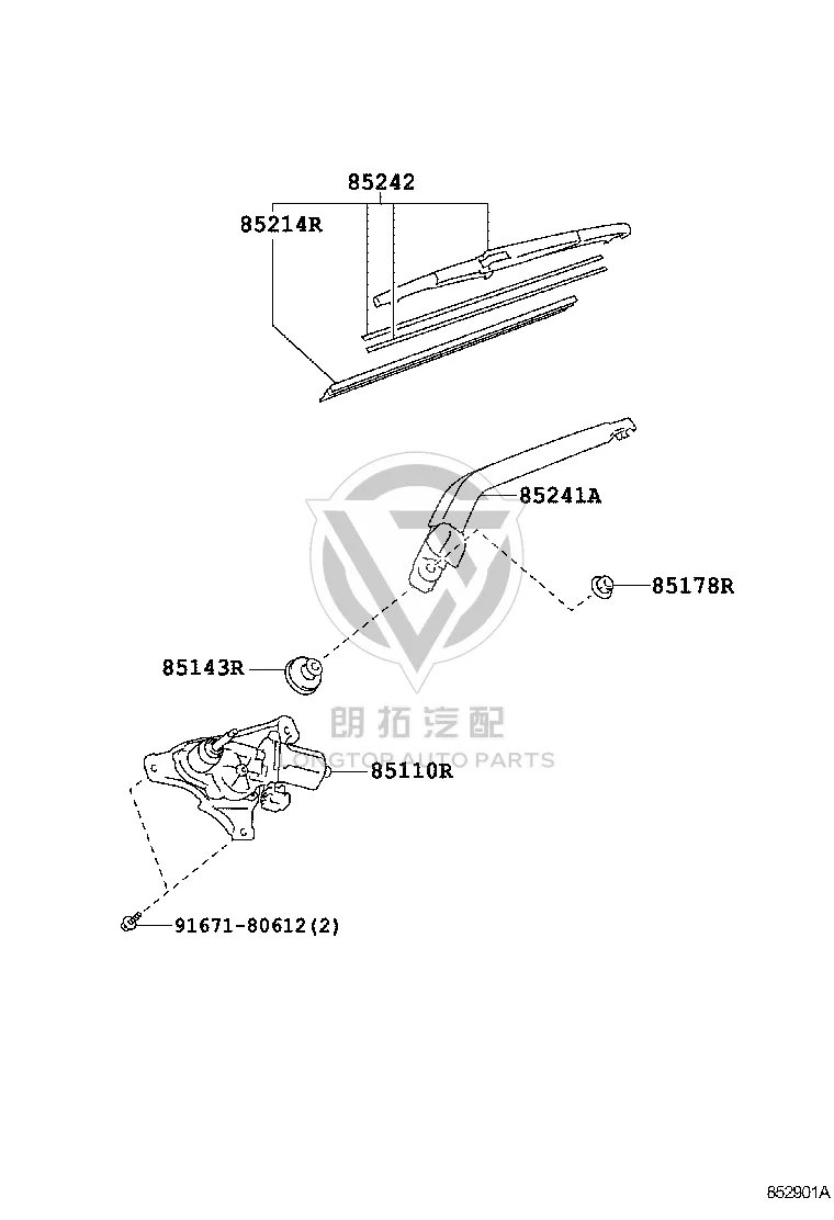 Tail Cover Glass Wiper Blade 85242-42030 for Toyota Etios