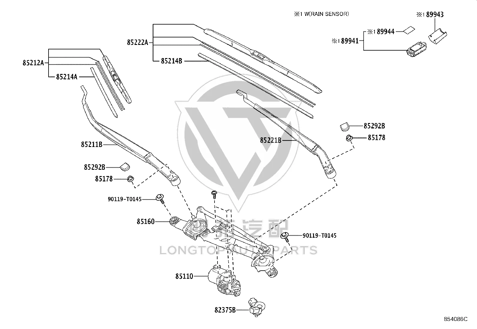 Front windshield wiper blade (left) 85222-25270 for Toyota COROLLA