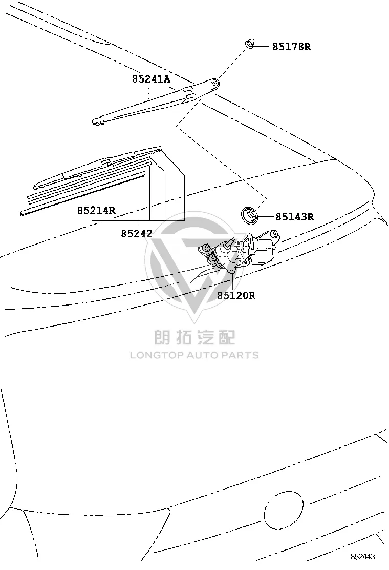 Tail Cover Glass Wiper Blade 85242-08020 for Toyota Sienna