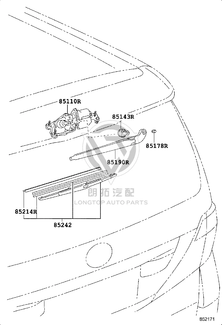Rear Window Glass Wiper Blade 85242-58030 for Toyota Alphard
