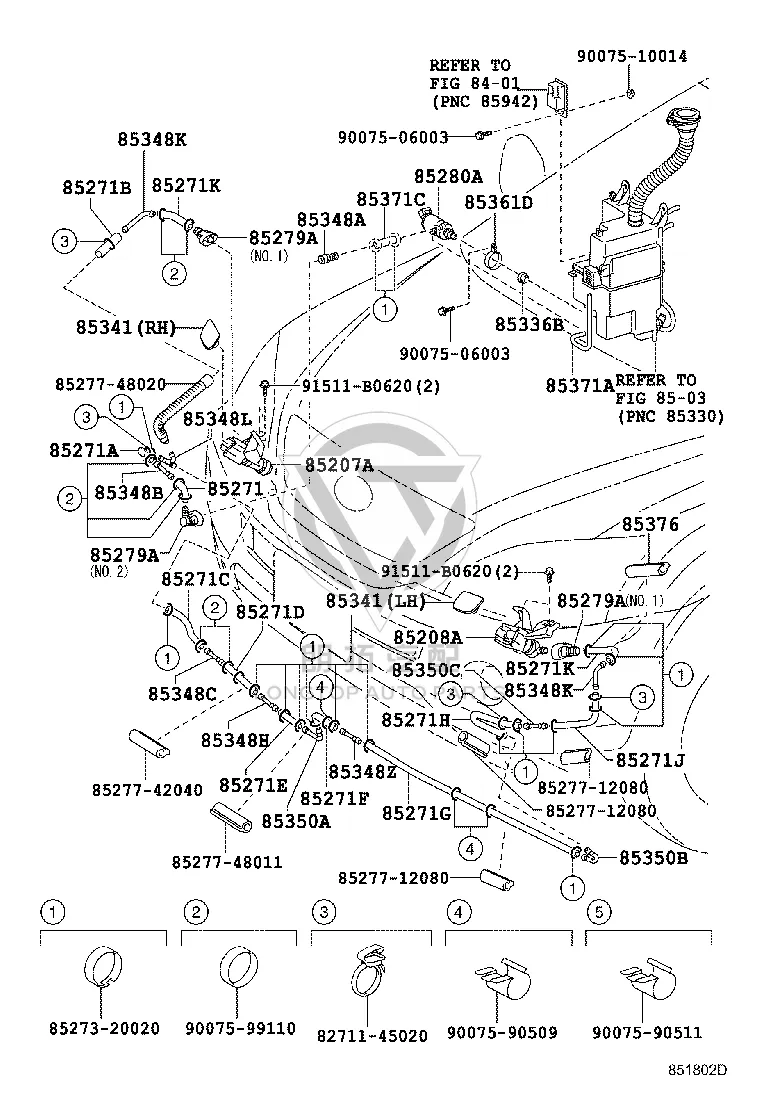 Headlamp washer hose No.8 90075-15038 for Lexus RX400H
