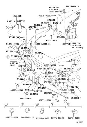 Headlamp washer hose No.8 90075-15038 for Lexus RX400H