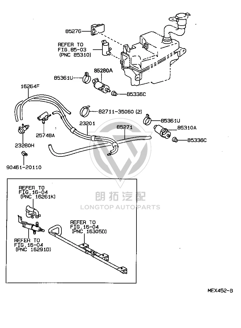 Headlamp Wash Pump 85280-20020 for Toyota Celica