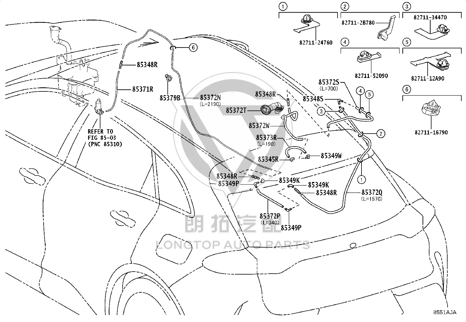 Windshield Washer Hose 85355-14481 for Toyota 4RUNNER